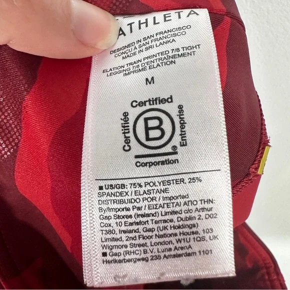 Athleta Elation Train Printed 7/8 Tight Size Medium Red Camo Shine - Picture 8 of 8